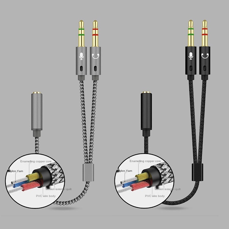 3.5mm Jack Microphone Headset Audio Splitter Cable Female to 2 Male Headphone Mic Aux Extension Cables for Phone Computer