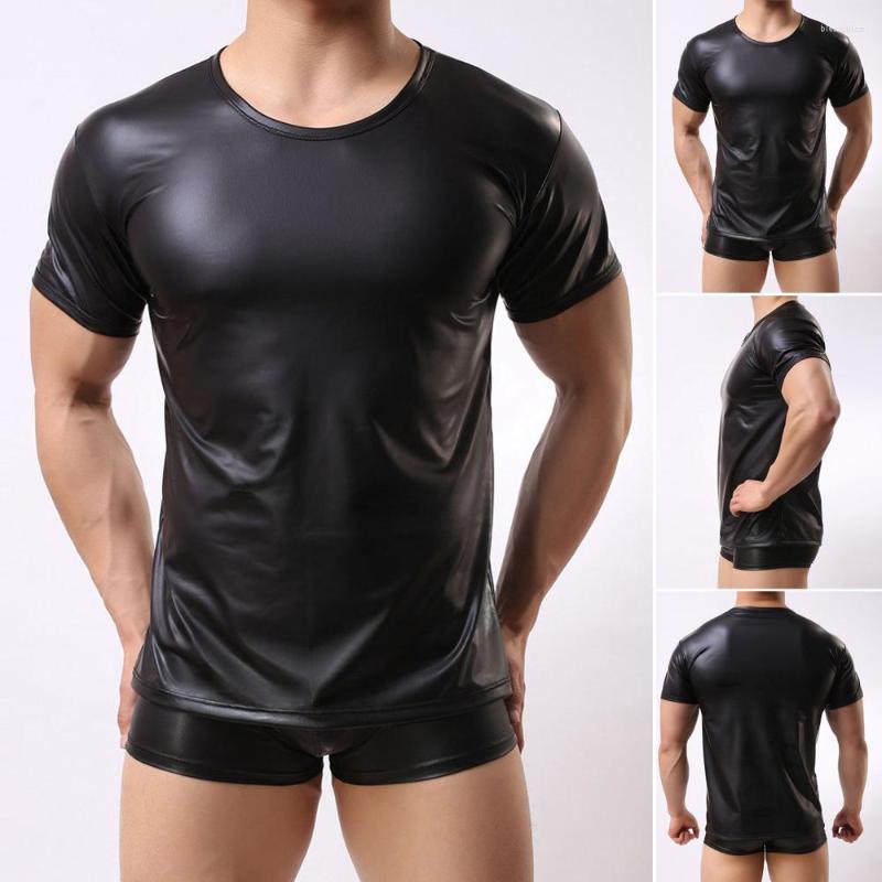 Men's T Shirts Men's T-Shirt Short-Sleeve Stretch Faux Leather Undershirt With Muscles Men Dance Top Stage Performance Round Neck Sexy, Black
Men's T Shirts Men's T-Shirt Short-Sleeve Stretch Faux Leather Undershirt With Muscles Men Dance Top Stage Performance Round Neck Sexy, Black