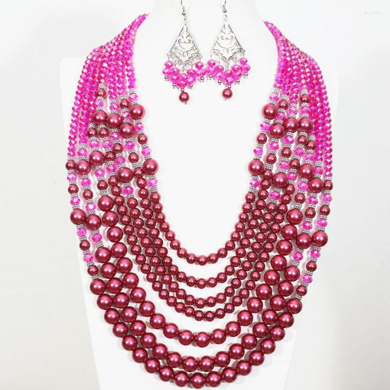 Necklace Earrings Set Cute Rose Red Round Shell Simulated-pearl 7 Rows Special Handmade Charms Elegant Jewelry B1304, Picture shown
Necklace Earrings Set Cute Rose Red Round Shell Simulated-pearl 7 Rows Special Handmade Charms Elegant Jewelry B1304, Picture shown