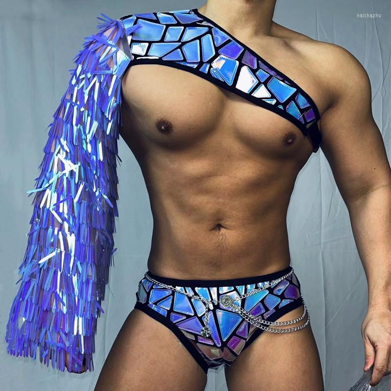 Stage Wear Nightclub Bar DJ Male Dancer Sexy Club Party Show Costume Shiny Sequins Shoulder Sleeve Shorts Performance Outfits, Two piece
Stage Wear Nightclub Bar DJ Male Dancer Sexy Club Party Show Costume Shiny Sequins Shoulder Sleeve Shorts Performance Outfits, Two piece