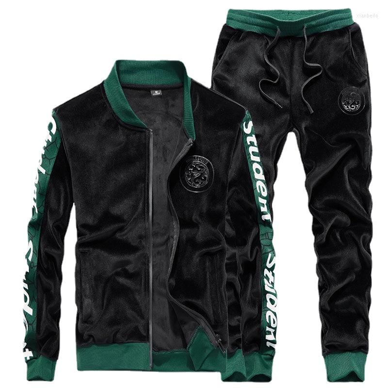 Men's Tracksuits Autumn And Winter Gold Velvet Sportswear Suit Men's Fashionable Foreign Style Two-piece Casual Plush Warm Full Set, Black
Men's Tracksuits Autumn And Winter Gold Velvet Sportswear Suit Men's Fashionable Foreign Style Two-piece Casual Plush Warm Full Set, Black