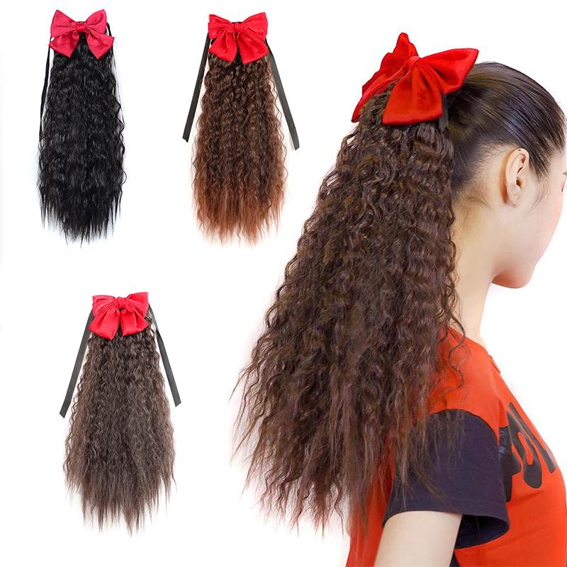 Synthetic Wigs Aidaiya Afro Long Corn Curly Pony Tail Hairpieces Bowknot Drawstring Ponytails Hair High Temperature Fiber 60cm, #1b
Synthetic Wigs Aidaiya Afro Long Corn Curly Pony Tail Hairpieces Bowknot Drawstring Ponytails Hair High Temperature Fiber 60cm, #1b