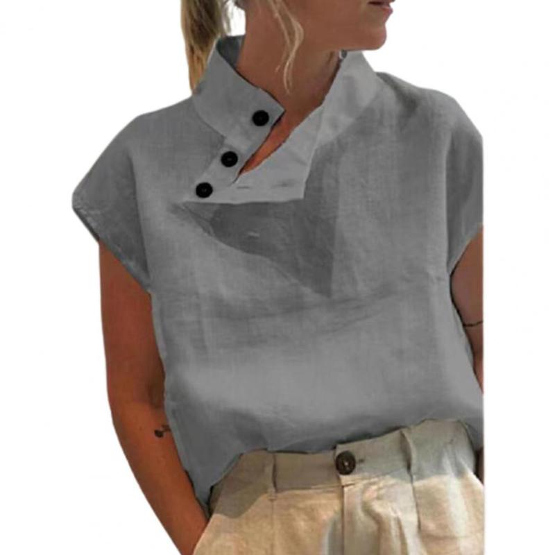 Women's T Shirts Women Sleeveless Stand Collar Blouse Skin-friendly Solid Color Side Buttons Tunic Top Lady Clothing Roupas, Black
Women's T Shirts Women Sleeveless Stand Collar Blouse Skin-friendly Solid Color Side Buttons Tunic Top Lady Clothing Roupas, Black