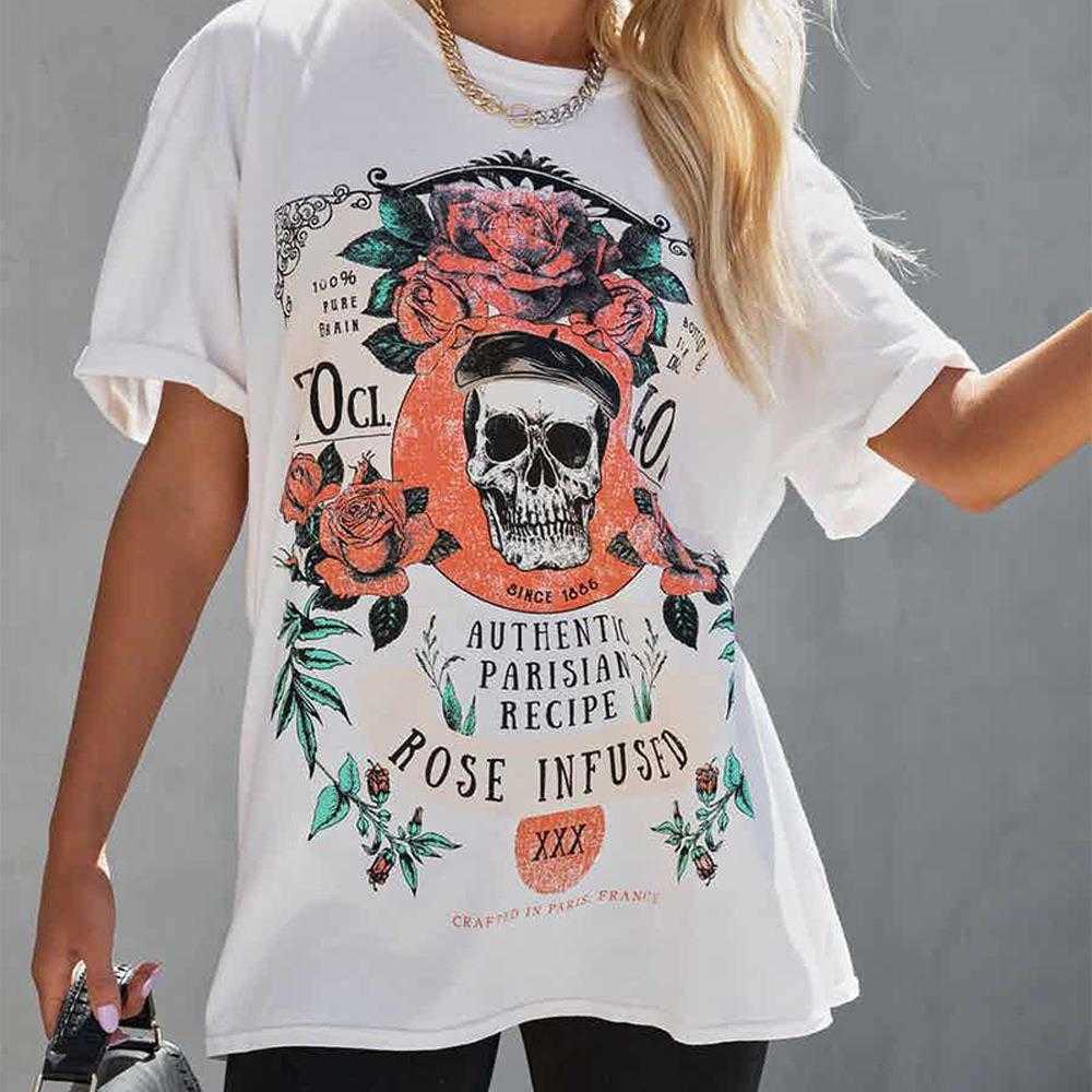 Summer Printed Round Neck Tee Short Sleeve Loose Fitting Casual T Shirt Womens, White
Summer Printed Round Neck Tee Short Sleeve Loose Fitting Casual T Shirt Womens, White
