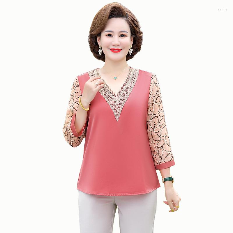 Women's Blouses Women Spring Summer Lace V-Neck Pullover Chiffon Shirt Middle Aged Mother Three Quarter Sleeve Tops Printed Flower Blouse, F3035-1
Women's Blouses Women Spring Summer Lace V-Neck Pullover Chiffon Shirt Middle Aged Mother Three Quarter Sleeve Tops Printed Flower Blouse, F3035-1