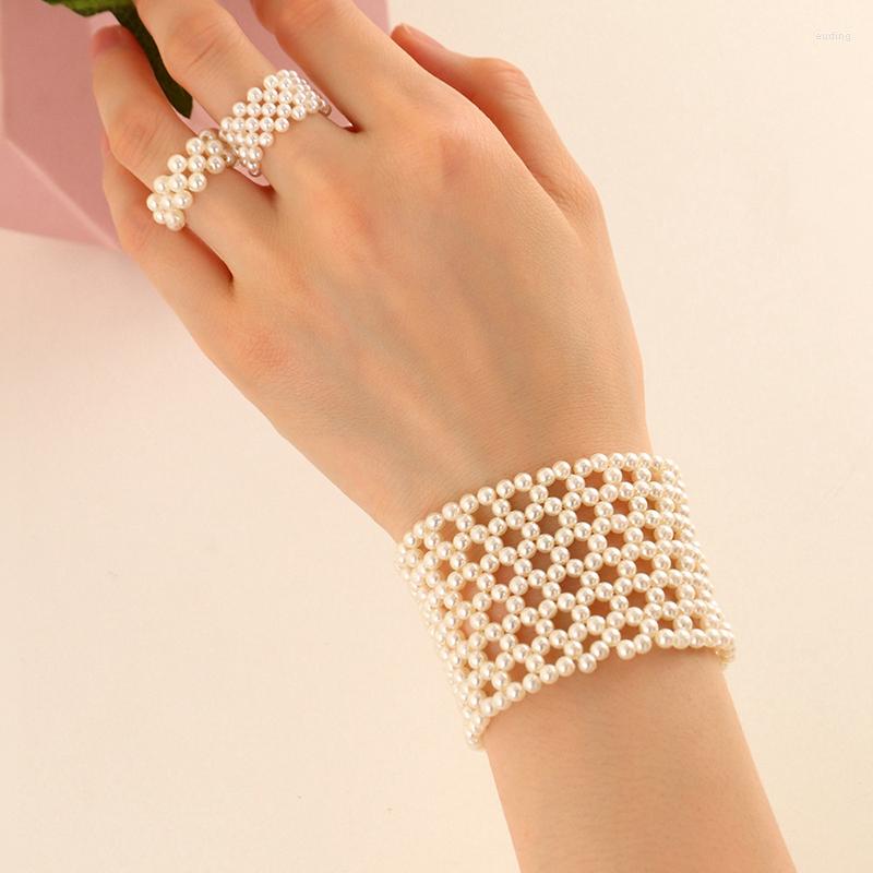 Charm Bracelets Full Pearls Weave Bracelet For Women Hollow Elastic Pearl Braided Bangles Rings Set Bride Jewelry Girls Fine Wedding
Charm Bracelets Full Pearls Weave Bracelet For Women Hollow Elastic Pearl Braided Bangles Rings Set Bride Jewelry Girls Fine Wedding