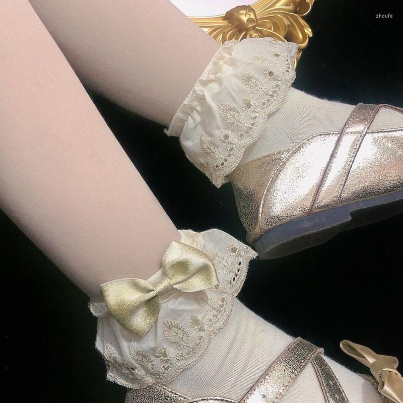 Women Socks Princess Bowknot Ankle Embroidery Floral Ruffled Trim Hosiery, Picture shown
Women Socks Princess Bowknot Ankle Embroidery Floral Ruffled Trim Hosiery, Picture shown