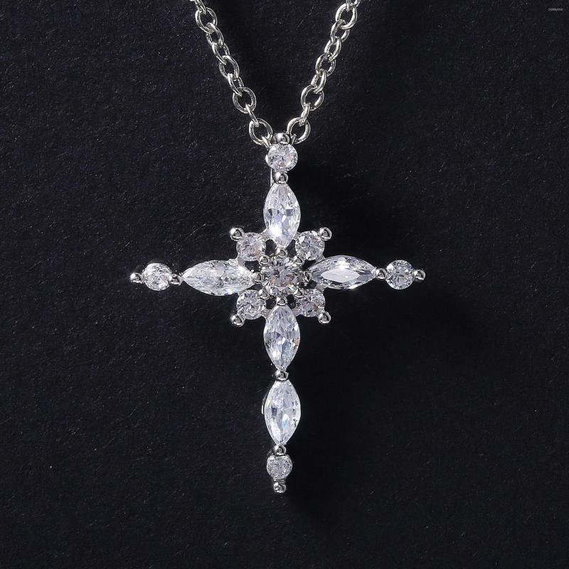 Pendant Necklaces Luxury Silver Plated Crystal Cross Necklace White Zircon Cocktail Party Women's Wedding Jewelry Lover's Gifts
Pendant Necklaces Luxury Silver Plated Crystal Cross Necklace White Zircon Cocktail Party Women's Wedding Jewelry Lover's Gifts