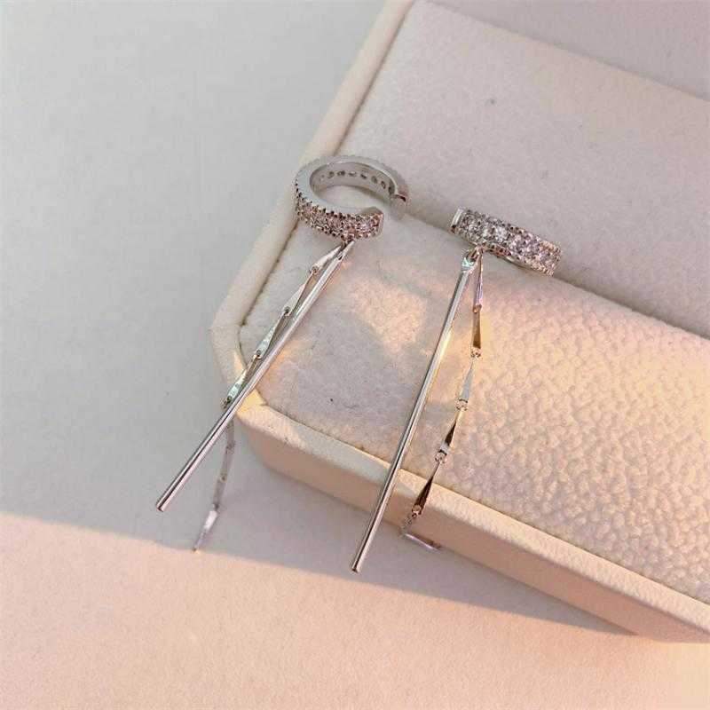 Charm New Fashion Silver Color Cilp Earrings Tassel Ear Cuff Non Piercing Earring 2023 Trendy Punk Design Female Long Ear Clip Jewelry G230225