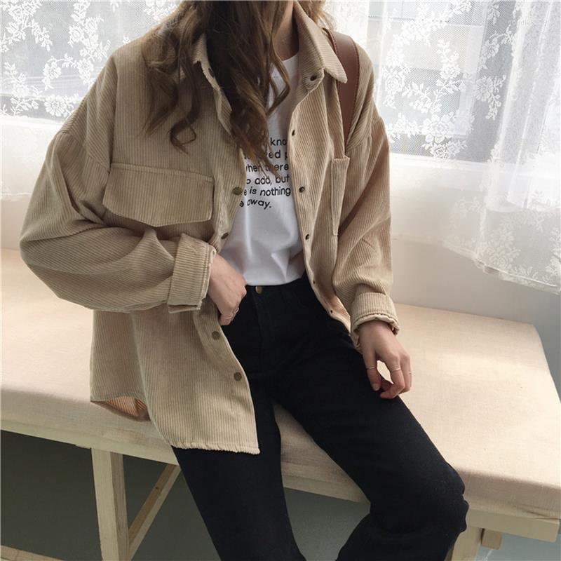 Women' Jackets Autumn Women Long Sleeve Shirt Harajuku Corduroy Casual Vintage Coats Female Pocket Streetwear Simple Lapel Outerwear, Khaki
Women' Jackets Autumn Women Long Sleeve Shirt Harajuku Corduroy Casual Vintage Coats Female Pocket Streetwear Simple Lapel Outerwear, Khaki