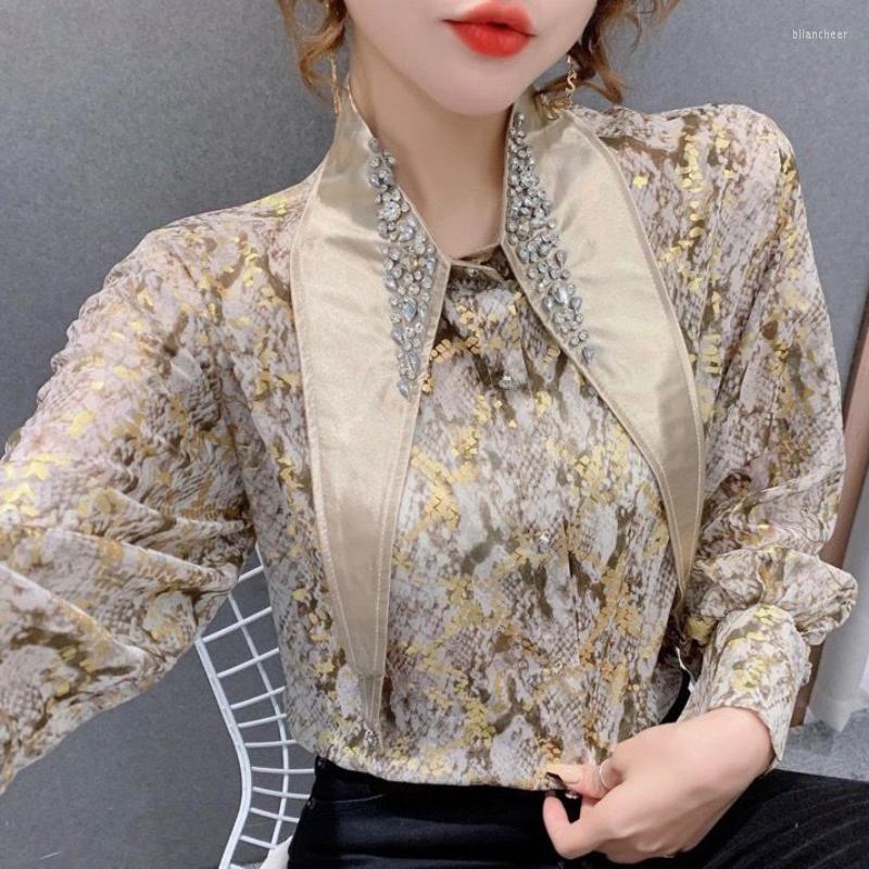 Women' Blouses Heavy Industry Diamond Inlaid Gilded Chiffon Sunscreen Shirt Women 2023 Spring Casual Loose Long-sleeved Blouse Female Top, Gold
Women' Blouses Heavy Industry Diamond Inlaid Gilded Chiffon Sunscreen Shirt Women 2023 Spring Casual Loose Long-sleeved Blouse Female Top, Gold