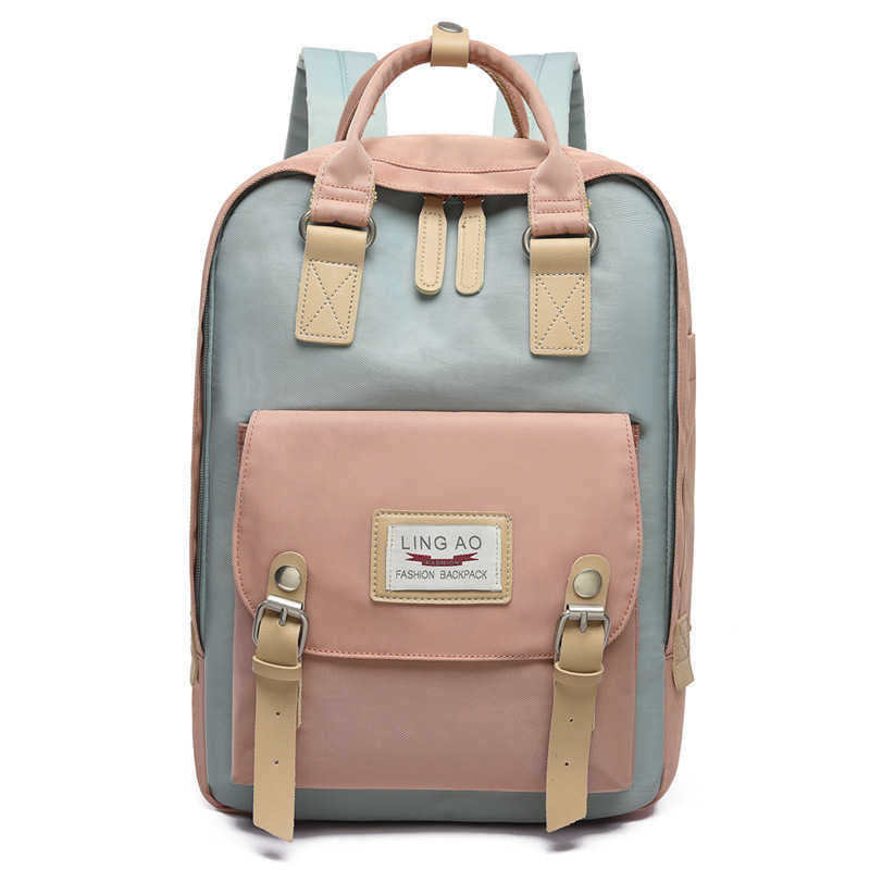 Multifunctional double shoulder bag female schoolbag Baoma takes baby backpack travel out mother and baby bag mother bag, Color matching with grey powder 
Multifunctional double shoulder bag female schoolbag Baoma takes baby backpack travel out mother and baby bag mother bag, Color matching with grey powder