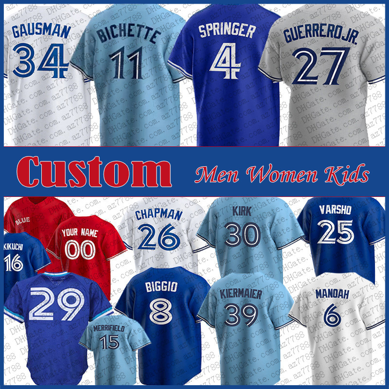27 Vladimir Guerrero Jr. Baseball Jersey Custom Toronto Bo Bichette George Springer Alek Manoah Matt Chapman Blue Jays Daulton Varsho Alejandro Kirk Kevin Kiermaier, Shown
27 Vladimir Guerrero Jr. Baseball Jersey Custom Toronto Bo Bichette George Springer Alek Manoah Matt Chapman Blue Jays Daulton Varsho Alejandro Kirk Kevin Kiermaier, Shown