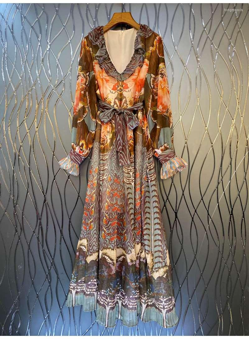 Casual Dresses Long Maxi Dress 2023 Spring Summer Fashion Style Women V-Neck Designer Prints Bow Belt Deco Sleeve Party, Picture shown
Casual Dresses Long Maxi Dress 2023 Spring Summer Fashion Style Women V-Neck Designer Prints Bow Belt Deco Sleeve Party, Picture shown