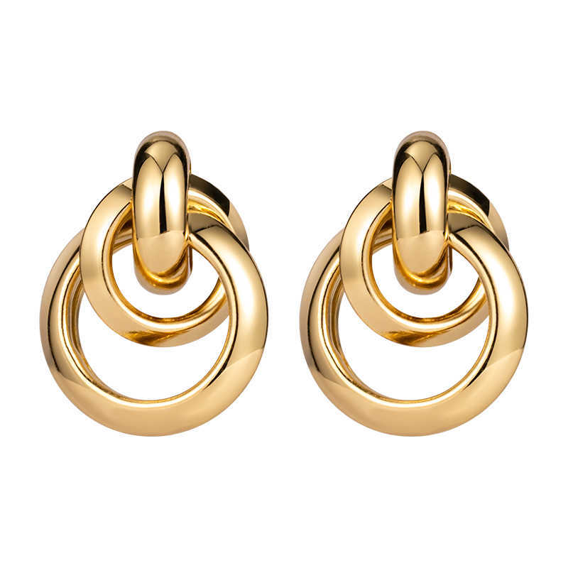 Charm Gold Plating Knot Hoop Earrings For Women Vintage Geometry Metal Earrings 2022 Trendy Fashion Female Jewelry G230225