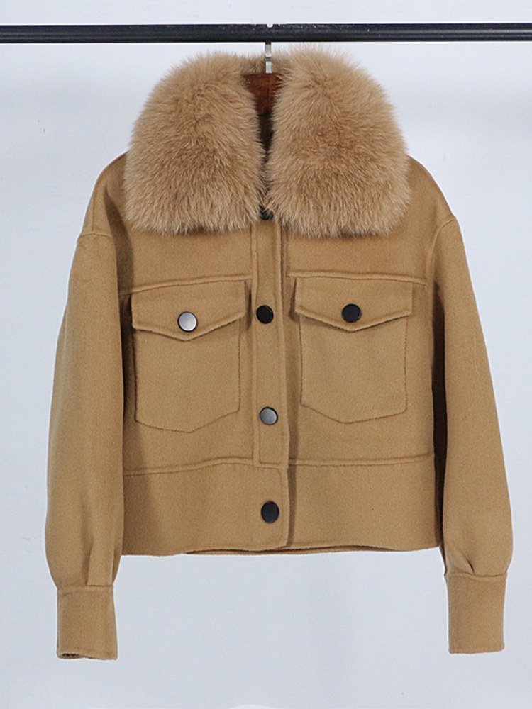 Women Jackets OFTBUY Wool Blends Winter Jacket Women Real Fur Coat Natural Collar Pocket Short Outerwear Streetwear Fashion 230225, Light blue
Women Jackets OFTBUY Wool Blends Winter Jacket Women Real Fur Coat Natural Collar Pocket Short Outerwear Streetwear Fashion 230225, Light blue