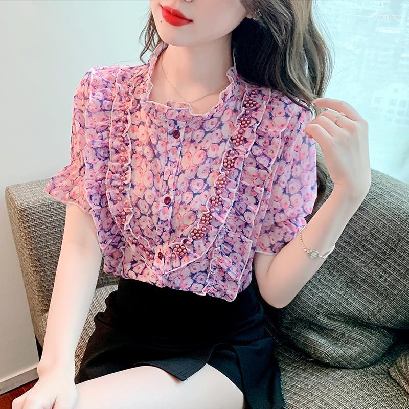 Women' Blouses Blouse Female Floral Nail Pearl Lotus Leaf Short -sleeved Shirt 2023 Summer Korean Sweet Age Reduction, Purple
Women' Blouses Blouse Female Floral Nail Pearl Lotus Leaf Short -sleeved Shirt 2023 Summer Korean Sweet Age Reduction, Purple