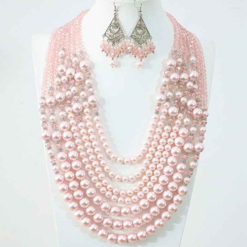 Necklace Earrings Set Design 7 Rows Pink Round Shell Simulated-pearl Glass Abacus Beads Charms Unique Women Jewelry B1295, Picture shown
Necklace Earrings Set Design 7 Rows Pink Round Shell Simulated-pearl Glass Abacus Beads Charms Unique Women Jewelry B1295, Picture shown