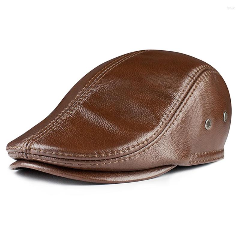 Berets Cowskin Mens Beret Real Leather Flat Cap Brown Earflaps Warm Autumn Winter Gatsby Driver Ivy Hat Sboy, Dark brown
Berets Cowskin Mens Beret Real Leather Flat Cap Brown Earflaps Warm Autumn Winter Gatsby Driver Ivy Hat Sboy, Dark brown