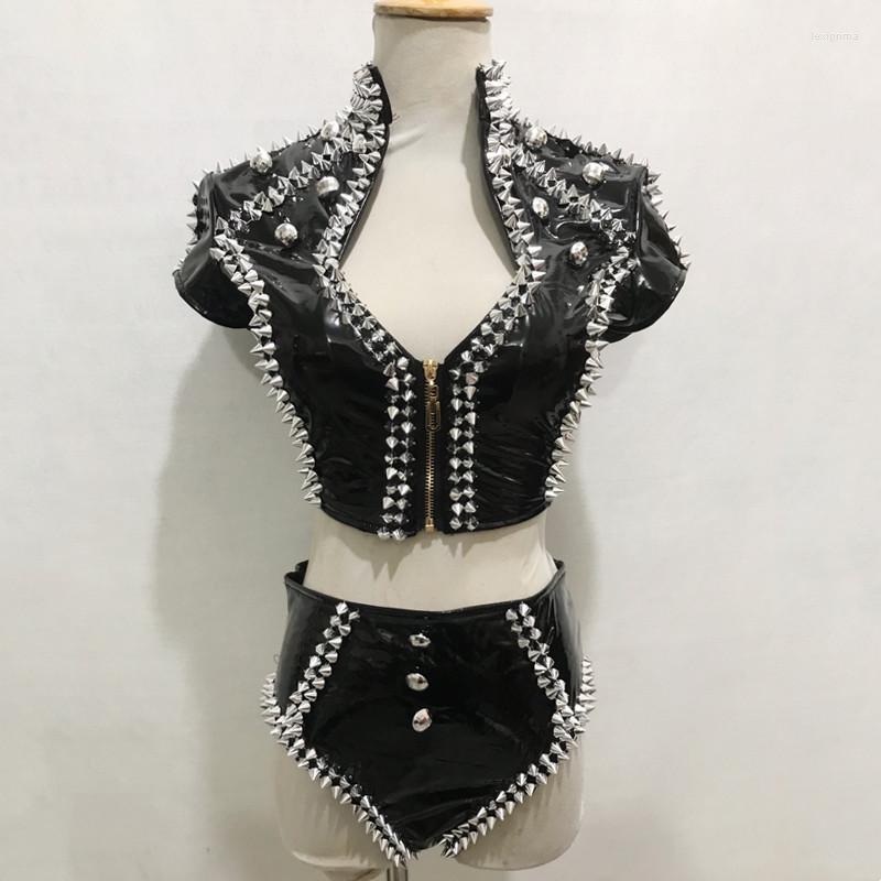 Stage Wear Nightclub Bar Women DJ Singer Dancer Team Sexy Jazz Modern Gogo Dance Costume Black Leather Rivet Tops Shorts Outfits, Red
Stage Wear Nightclub Bar Women DJ Singer Dancer Team Sexy Jazz Modern Gogo Dance Costume Black Leather Rivet Tops Shorts Outfits, Red