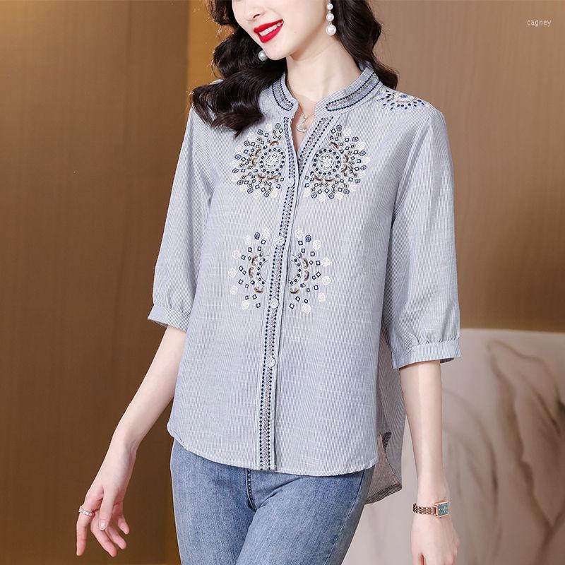 Women' Blouses Casual Blouse Female 2023 Summer Fashion Loose Slim Stripe Embroidery O Neck Korean Short Sleeve Shirt Women, Gray
Women' Blouses Casual Blouse Female 2023 Summer Fashion Loose Slim Stripe Embroidery O Neck Korean Short Sleeve Shirt Women, Gray