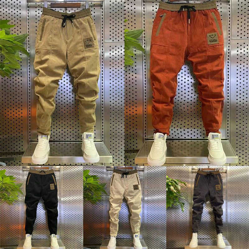 Men's Pants Spring and Autumn Corduroy Pants Men's Highend Striped Velvet Slim Fit Small Feet Harem Pants Casual Pants Streetwear Men Z0225