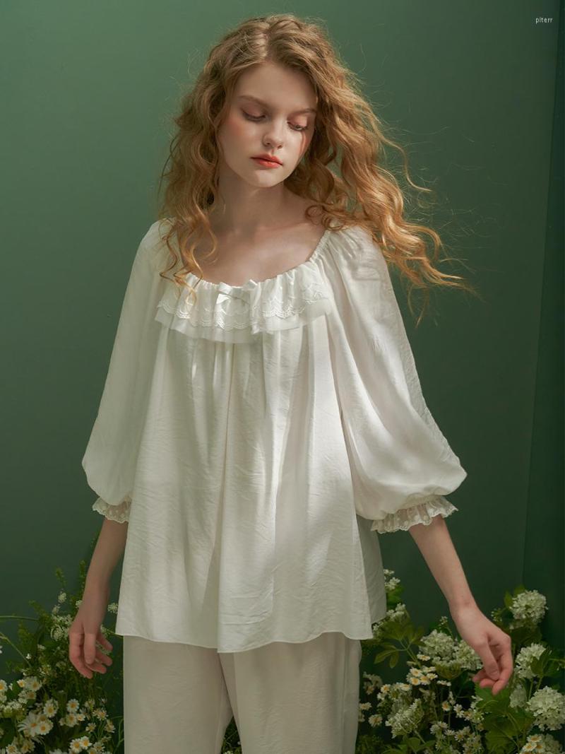 Women' Sleepwear Vintage Soft Viscose Women' Long Sleeve Pajamas Sets Delicate White Lace Summer Spring Nightwear Home Clothes, Pink
Women' Sleepwear Vintage Soft Viscose Women' Long Sleeve Pajamas Sets Delicate White Lace Summer Spring Nightwear Home Clothes, Pink
