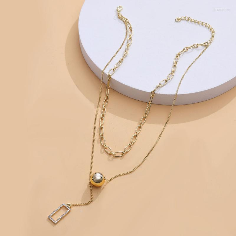 Choker Chokers Trendy Necklace For Women Girl Double-layer Short Chain Golden Color Ball Rhinestone Frame Pendant NecklaceChokers Llis22
Choker Chokers Trendy Necklace For Women Girl Double-layer Short Chain Golden Color Ball Rhinestone Frame Pendant NecklaceChokers Llis22