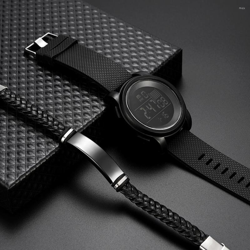 Wristwatches 2Pcs Men Sports Waterproof Electronic Digital Luminous Wrist Watch Bracelet Stainless Steel Multifunctional For Gift, White
Wristwatches 2Pcs Men Sports Waterproof Electronic Digital Luminous Wrist Watch Bracelet Stainless Steel Multifunctional For Gift, White
