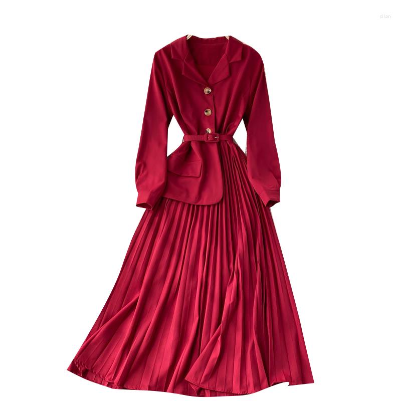 Casual Dresses Spring Autumn Women Notched Neck Long Sleeve Belt Slim Dress Fashion Solid Color Pleated Hem Patchwork Office, Black
Casual Dresses Spring Autumn Women Notched Neck Long Sleeve Belt Slim Dress Fashion Solid Color Pleated Hem Patchwork Office, Black