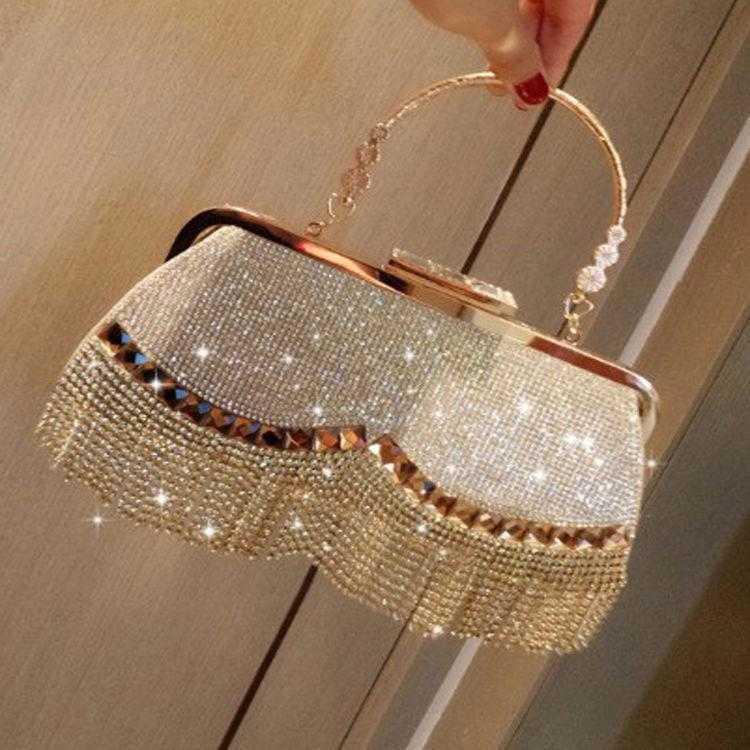 purse Evening clutches Bags new diamond fringed bag high-grade dress bag handbag cross body banquet bag purses ladies handbags, Gold bag with tassel and diamond
purse Evening clutches Bags new diamond fringed bag high-grade dress bag handbag cross body banquet bag purses ladies handbags, Gold bag with tassel and diamond