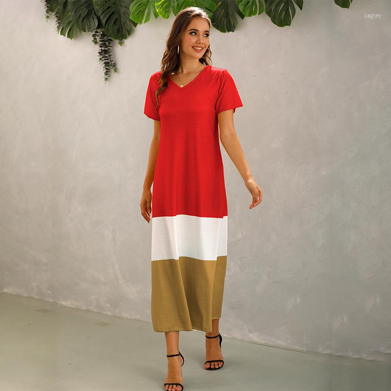 Party Dresses Summer Short Sleeve Patchwork Dress Women Casual Sexy V-neck Multi-color Mid Waist Loose Plus Size Street Ladies, Black
Party Dresses Summer Short Sleeve Patchwork Dress Women Casual Sexy V-neck Multi-color Mid Waist Loose Plus Size Street Ladies, Black