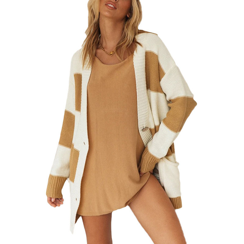 Caual V-neck Long Cardigan Women's Sweaters Single Breasted Contrast Color Mid-length Striped Knitted Coat with Buttons Pockets Rib Stiches Long Sleeves Fall Winter, Green
Caual V-neck Long Cardigan Women's Sweaters Single Breasted Contrast Color Mid-length Striped Knitted Coat with Buttons Pockets Rib Stiches Long Sleeves Fall Winter, Green