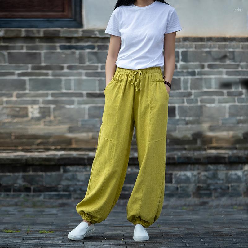 Women's Pants 2023 Women Causal Lantern Cotton Linen Solid Color Elastic Waist Belt Vintage Fall Matched Loose Trousers, Yellow
Women's Pants 2023 Women Causal Lantern Cotton Linen Solid Color Elastic Waist Belt Vintage Fall Matched Loose Trousers, Yellow