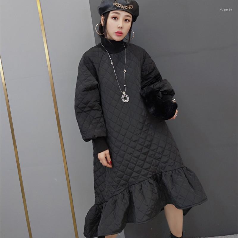 Casual Dresses Elegant Ruffle Spliced Down Dress Winter Warm Turtleneck Padded Solid Color Thick Irregular Black
Casual Dresses Elegant Ruffle Spliced Down Dress Winter Warm Turtleneck Padded Solid Color Thick Irregular Black