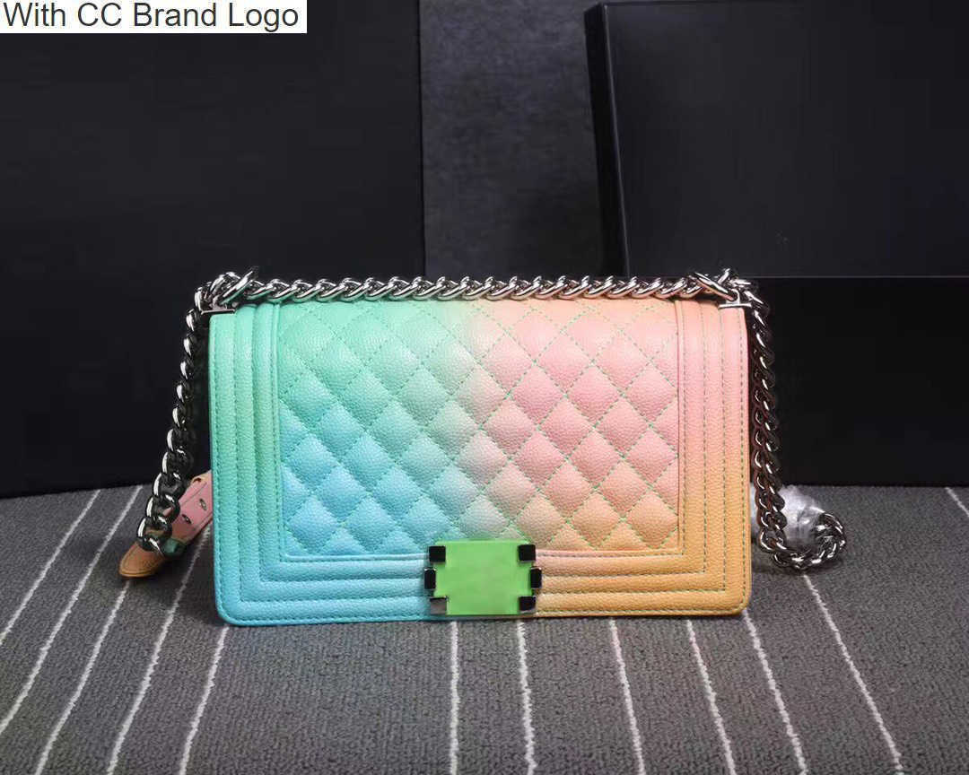 Luxury CC Cross Body Rainbow coloured chain bag gradient leather flap luxury designer shoulder bags women handbags Fold wallet Purse Stylish crossbody bag 25cm, White
Luxury CC Cross Body Rainbow coloured chain bag gradient leather flap luxury designer shoulder bags women handbags Fold wallet Purse Stylish crossbody bag 25cm, White