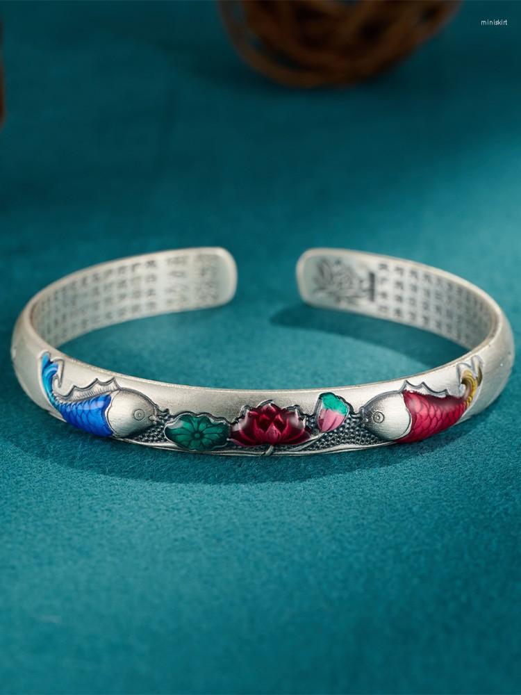 Bangle YS Original Design Bracelet Female Pisces Play Lotus Enamel Color Handmade Retro National Style Gift To Family
Bangle YS Original Design Bracelet Female Pisces Play Lotus Enamel Color Handmade Retro National Style Gift To Family