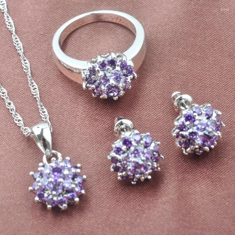 Necklace Earrings Set Shining Purple Zirconia Crystal Women's Silver Color Pendant Rings 0227, Picture shown
Necklace Earrings Set Shining Purple Zirconia Crystal Women's Silver Color Pendant Rings 0227, Picture shown