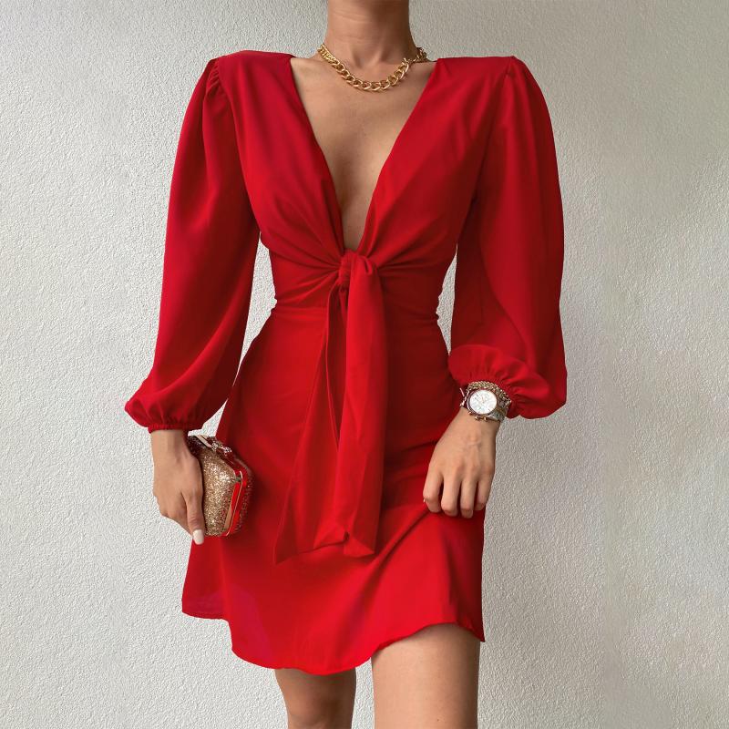 Casual Dresses Women Sexy Dress Long Sleeve Deep V Neck Pleated Solid Color Mini Street Party Ladies Elegant, Black
Casual Dresses Women Sexy Dress Long Sleeve Deep V Neck Pleated Solid Color Mini Street Party Ladies Elegant, Black