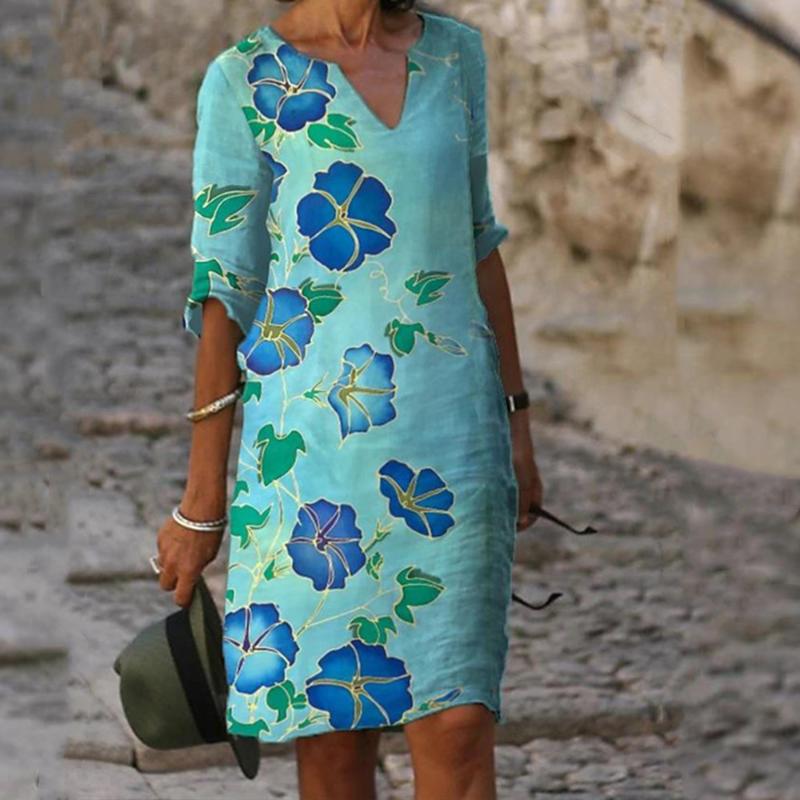 Casual Dresses Big Size Women Summer Mini Dress V Neck Vintage Floral Print Half Sleeve Butterfly Beach Holiday Female, Picture 6
Casual Dresses Big Size Women Summer Mini Dress V Neck Vintage Floral Print Half Sleeve Butterfly Beach Holiday Female, Picture 6