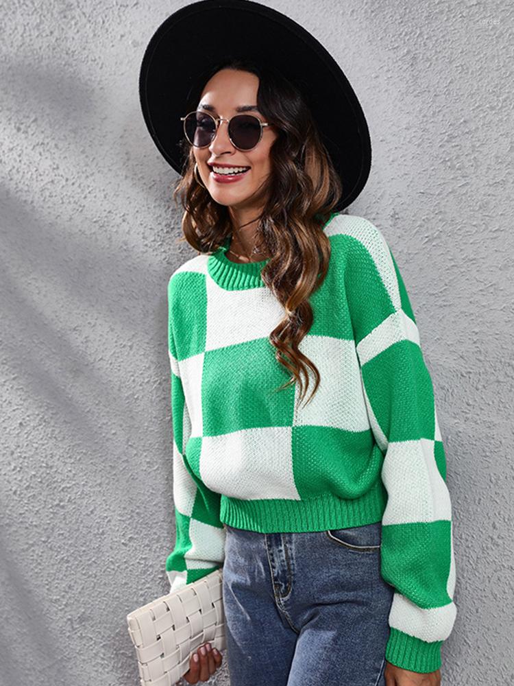 Women' Sweaters 2023 Winter Casual Round Neck Loose Slim Knitted Sweater Women' Fashion Checkerboard Plaid Top Lady Short Long Sleeve, Green
Women' Sweaters 2023 Winter Casual Round Neck Loose Slim Knitted Sweater Women' Fashion Checkerboard Plaid Top Lady Short Long Sleeve, Green