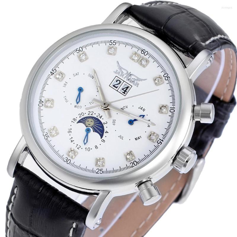 Wristwatches JARAGAR Brand Men Automatic Mechanical Watch Men'S Casual Moon Phase Calendar Watches 24H Auto Date Rhinestone Clock, Type 1
Wristwatches JARAGAR Brand Men Automatic Mechanical Watch Men'S Casual Moon Phase Calendar Watches 24H Auto Date Rhinestone Clock, Type 1