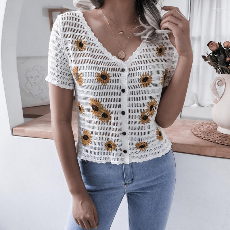 Women's Blouses Women's Summer Small Daisy Embroidered Short Sleeve V Neck Hollow Lace Shirt Holiday Top For All Match, White
Women's Blouses Women's Summer Small Daisy Embroidered Short Sleeve V Neck Hollow Lace Shirt Holiday Top For All Match, White