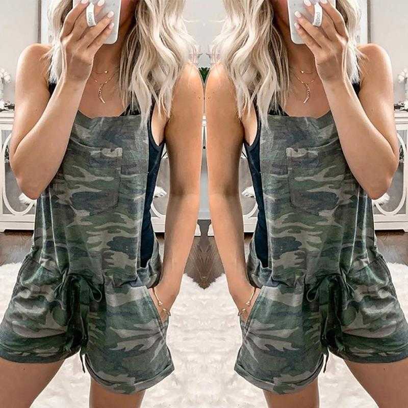 Womens Printed Romper Suspender Drawstring Elastic Waist With Pocket Jumpsuit, Camouflage
Womens Printed Romper Suspender Drawstring Elastic Waist With Pocket Jumpsuit, Camouflage