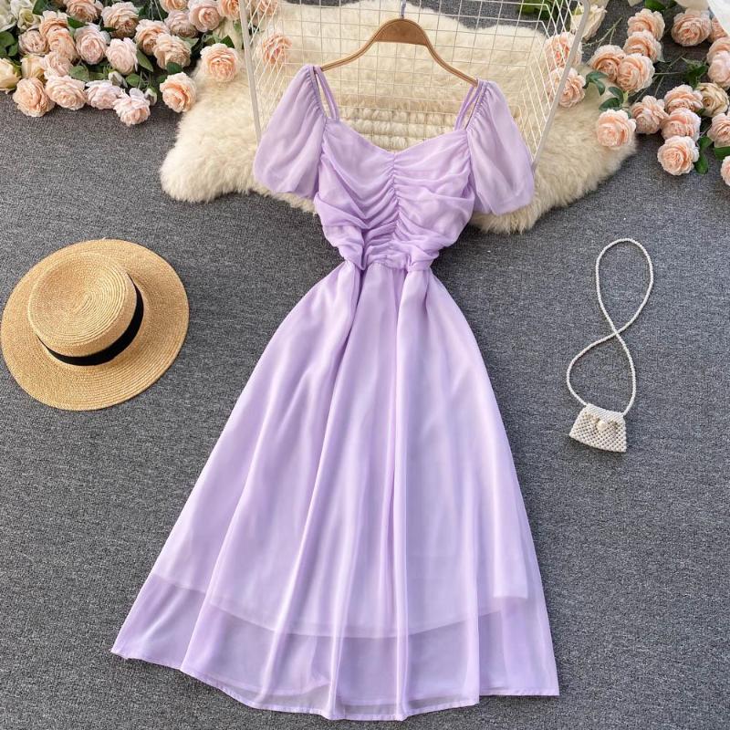 Party Dresses Ladies Sweet Chiffon Dress Summer V-neck Bubble Short-sleeved Slim Mid-length Solid Color Draped Long Swing Skirt, Black
Party Dresses Ladies Sweet Chiffon Dress Summer V-neck Bubble Short-sleeved Slim Mid-length Solid Color Draped Long Swing Skirt, Black