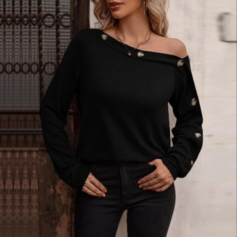 Women' T Shirts 2023 Spring Autumn Button Off Shoulder Long Sleeve Women T-shirt Casual Loose Cotton Female Top, Black
Women' T Shirts 2023 Spring Autumn Button Off Shoulder Long Sleeve Women T-shirt Casual Loose Cotton Female Top, Black