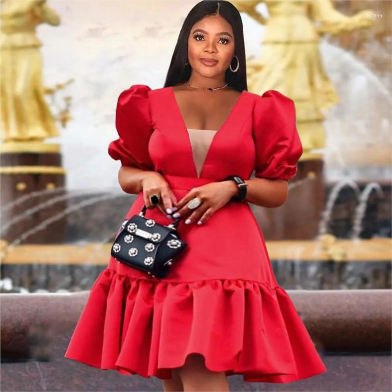 Ethnic Clothing Red Elegant Party Dress Africaine Clothes Spring Fashion V Neck See Through Puff Sleeves A-Line African Dresses For Women
Ethnic Clothing Red Elegant Party Dress Africaine Clothes Spring Fashion V Neck See Through Puff Sleeves A-Line African Dresses For Women