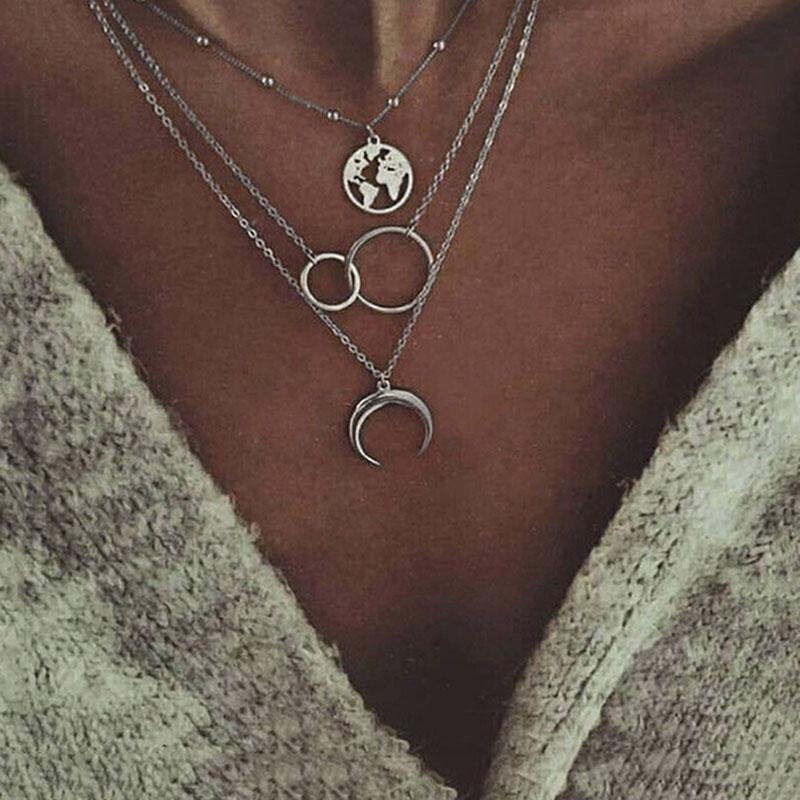 Chains Moon Pendant Necklace Aesthetic Women Multi-layer Bohemian Style Chain Necklaces Women's Jewelry Kpop Collares
Chains Moon Pendant Necklace Aesthetic Women Multi-layer Bohemian Style Chain Necklaces Women's Jewelry Kpop Collares
