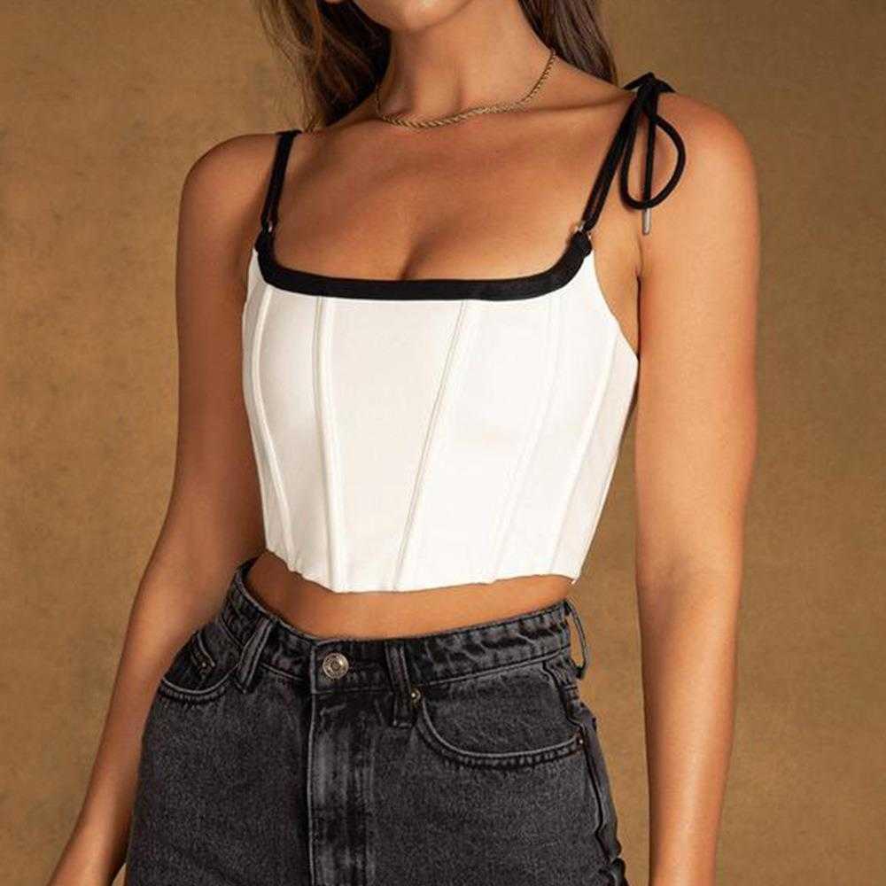 Summer Sling Fishbone Tanks Slim Fit Midriff Baring Ultra Short Lace Up Small Top, White
Summer Sling Fishbone Tanks Slim Fit Midriff Baring Ultra Short Lace Up Small Top, White