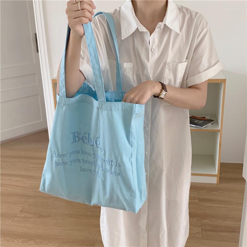 Shopping Bags Classic Korean Style Letter Embroidery Canvas Shoulder Bag Simple Design Women's Casual Handbag For Girl Book 
Shopping Bags Classic Korean Style Letter Embroidery Canvas Shoulder Bag Simple Design Women's Casual Handbag For Girl Book